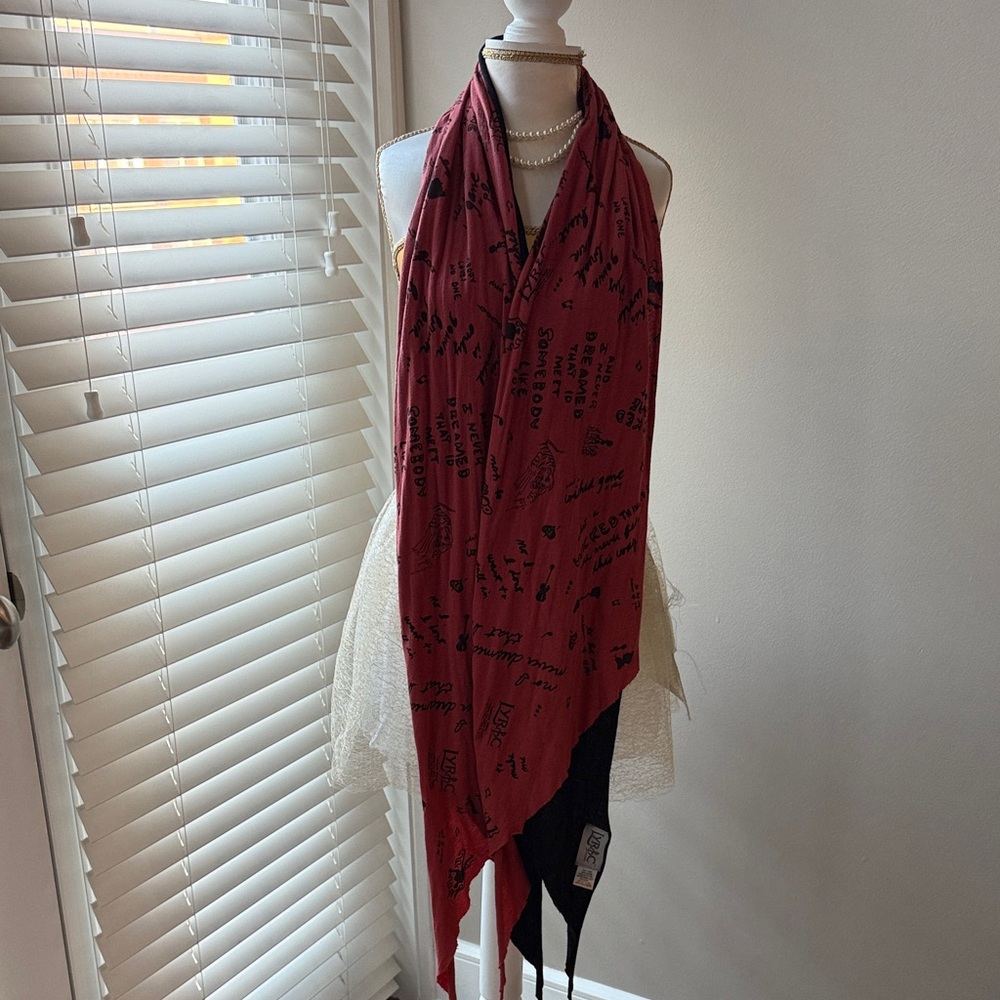 Red Graphic Double Layer Scarf